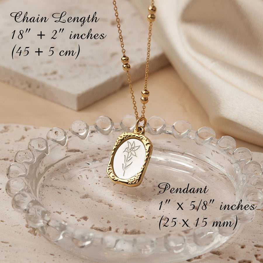 18K Gold Mirror Birth Flower Necklace Christmas Gift Set: April - Daisy