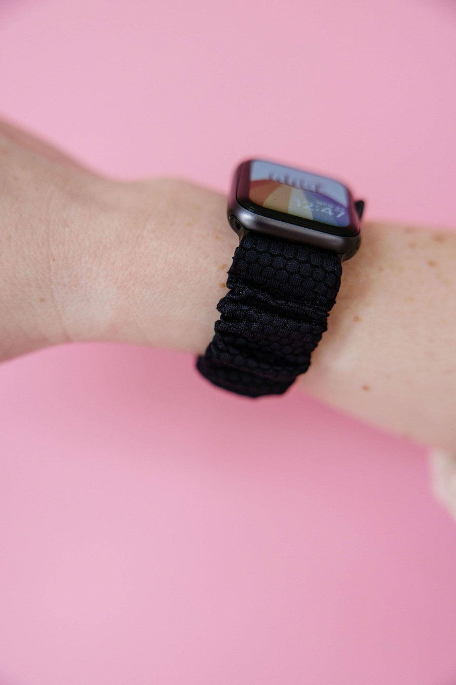 Black Hexagon Athletic Scrunchie Band Compatible with Apple Watch