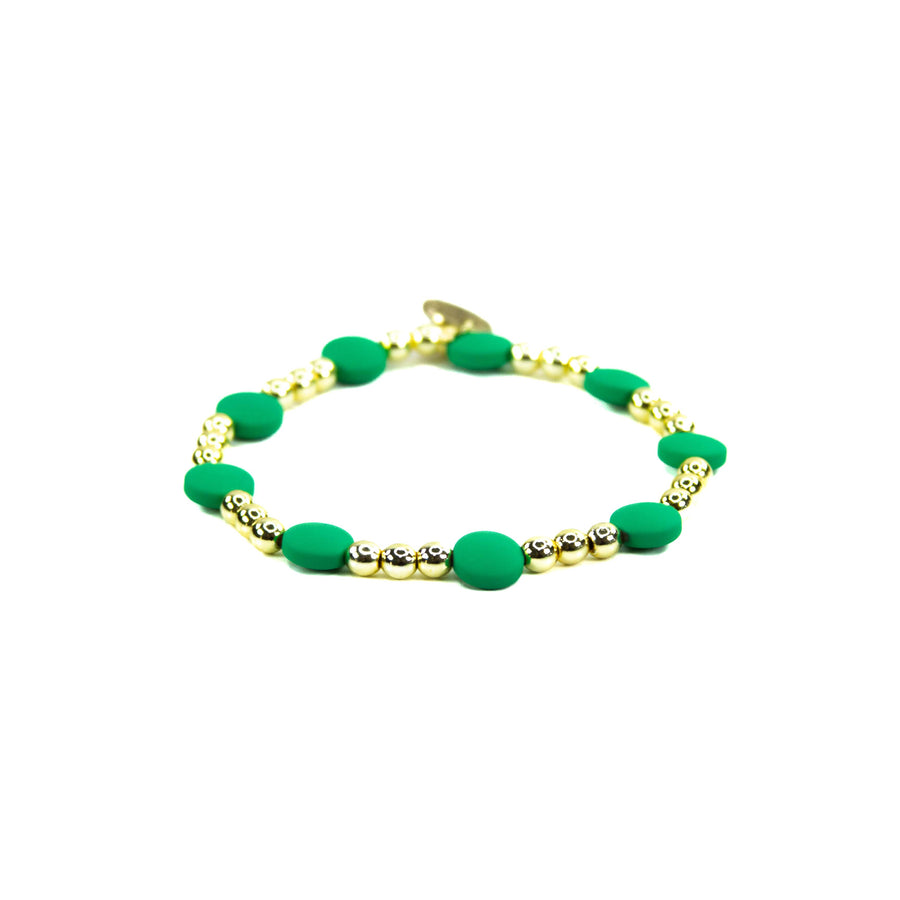 Savvy Bling - Green 18K Gold Filled Bracelets: Matte Flat Green & 3 Gold