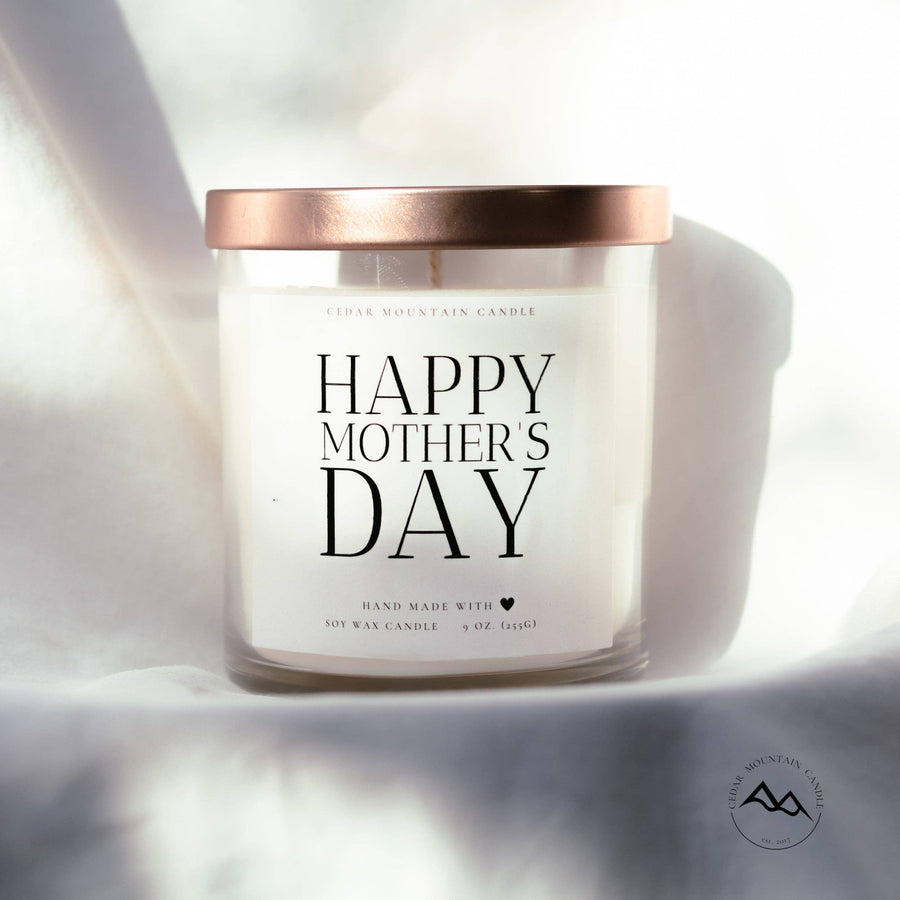 Cedar Mountain Candle - Happy Mother's Day - Mother's Day Soy Candle - 9 oz Glass Ja: Lid Cover / Molten Lava