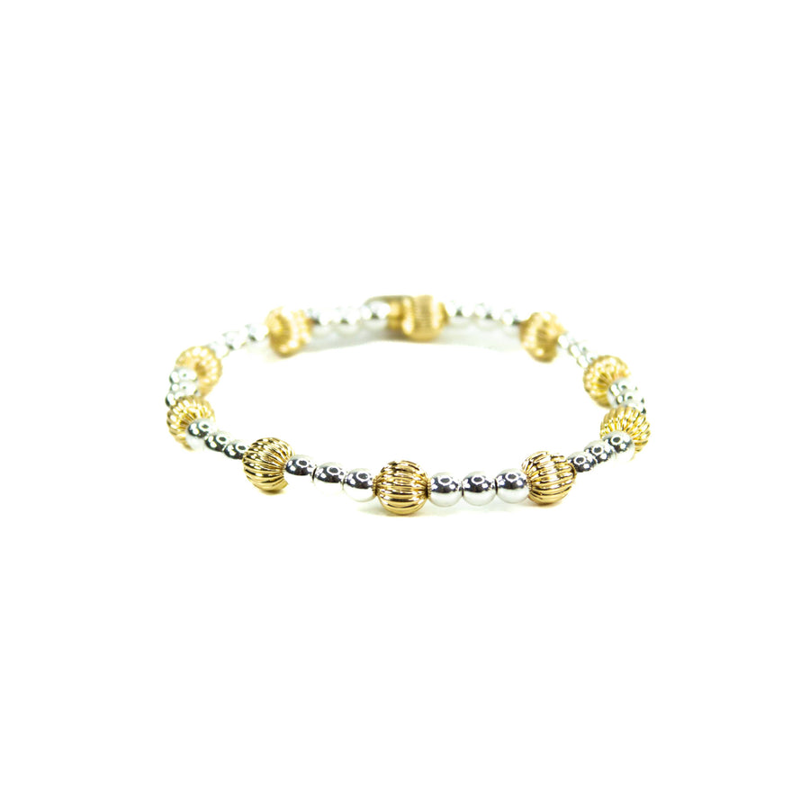 Savvy Bling - White Gold Filled Bracelets: Matte Flat White & 3 Gold