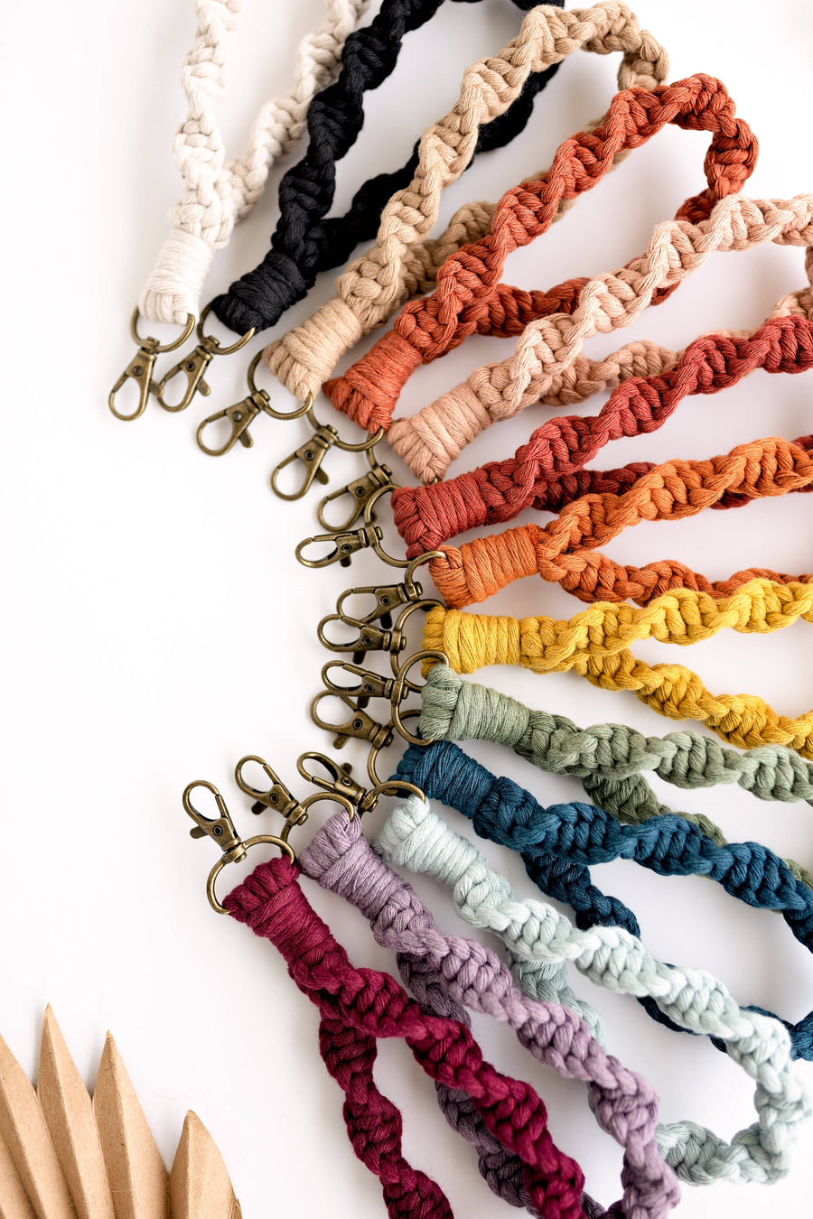 Knots & Fringe - Macrame Wristlet | Boho Keychain | Wristlet Keychain: Eucalyptus