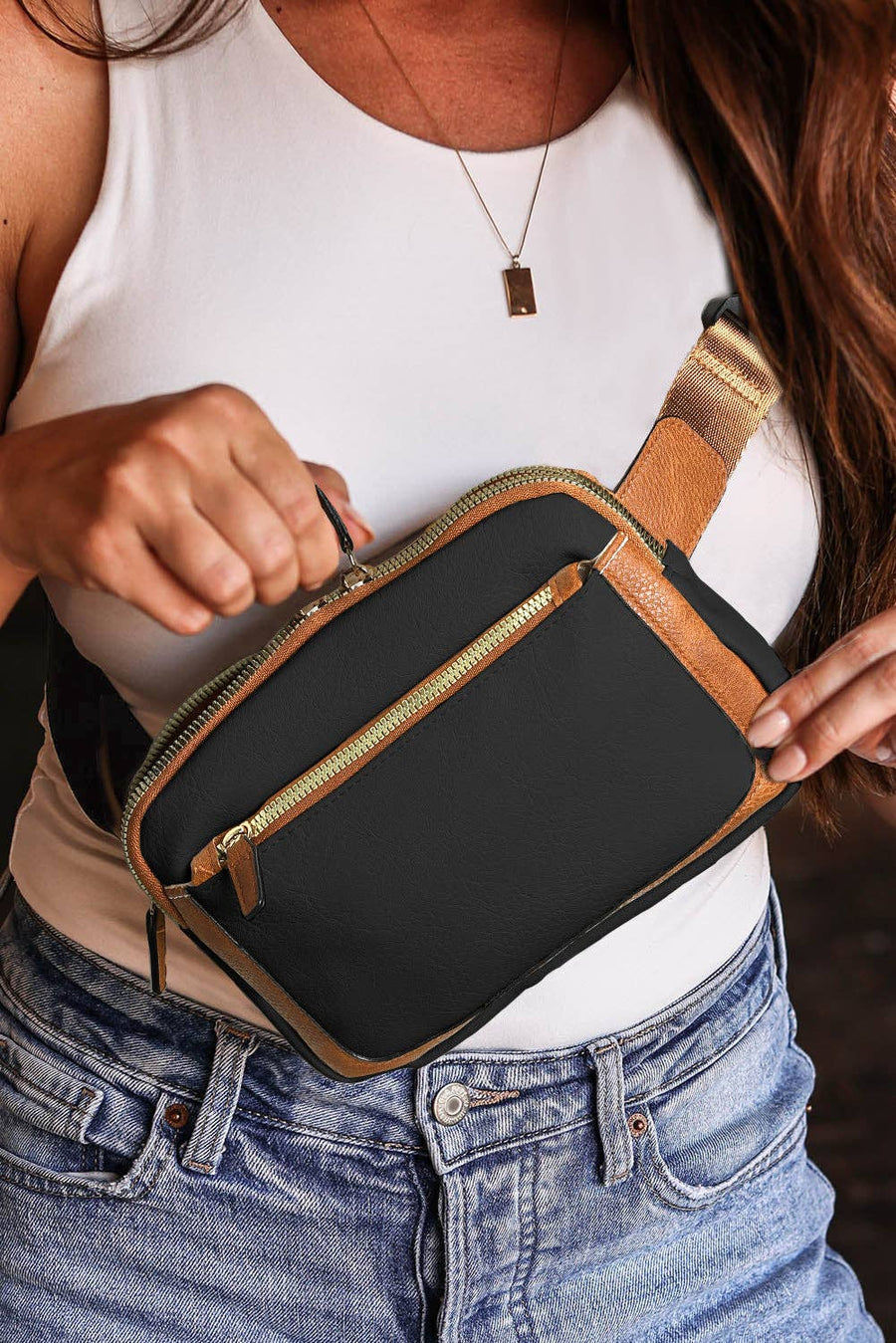 Lovesoft - Adjustable Strap Mini PU Leather Crossbody Bag: One Size / Black / 100%PU