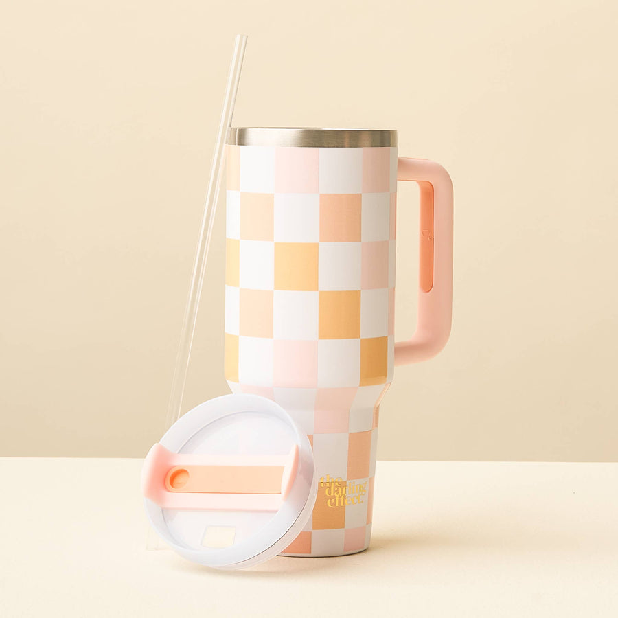 The Darling Effect - 40 oz Take Me Everywhere Tumbler-Check Peach