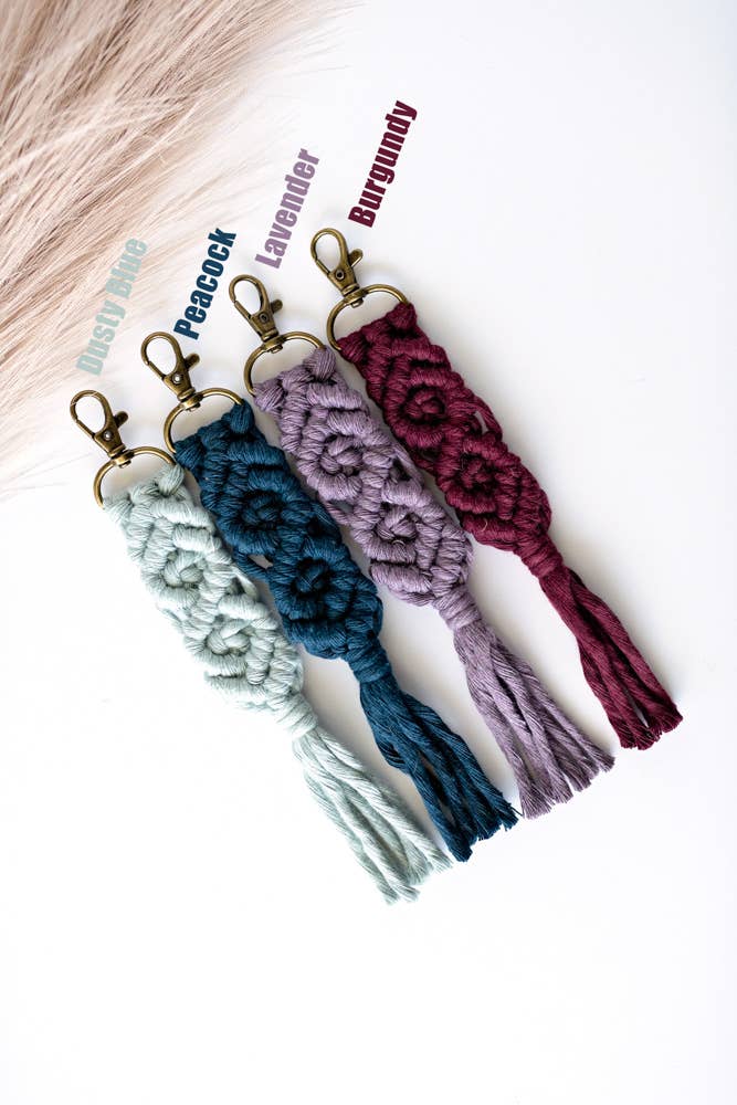 Knots & Fringe - Macrame Keychains | Boho Keychain | Large Keychain: Copper