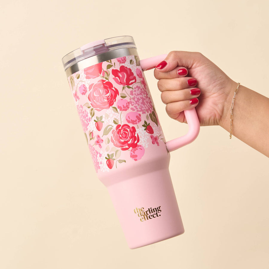 The Darling Effect - 40 oz Lifestyle Flip Straw Tumbler-Rose Garden