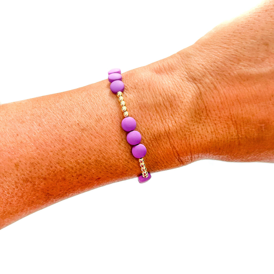 Savvy Bling - Purple Gold Filled Bracelets: Matte Flat Purple