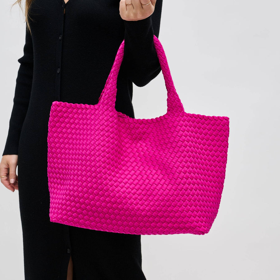 Sol and Selene - Sky's The Limit - Large Woven Neoprene Tote: Fuchsia