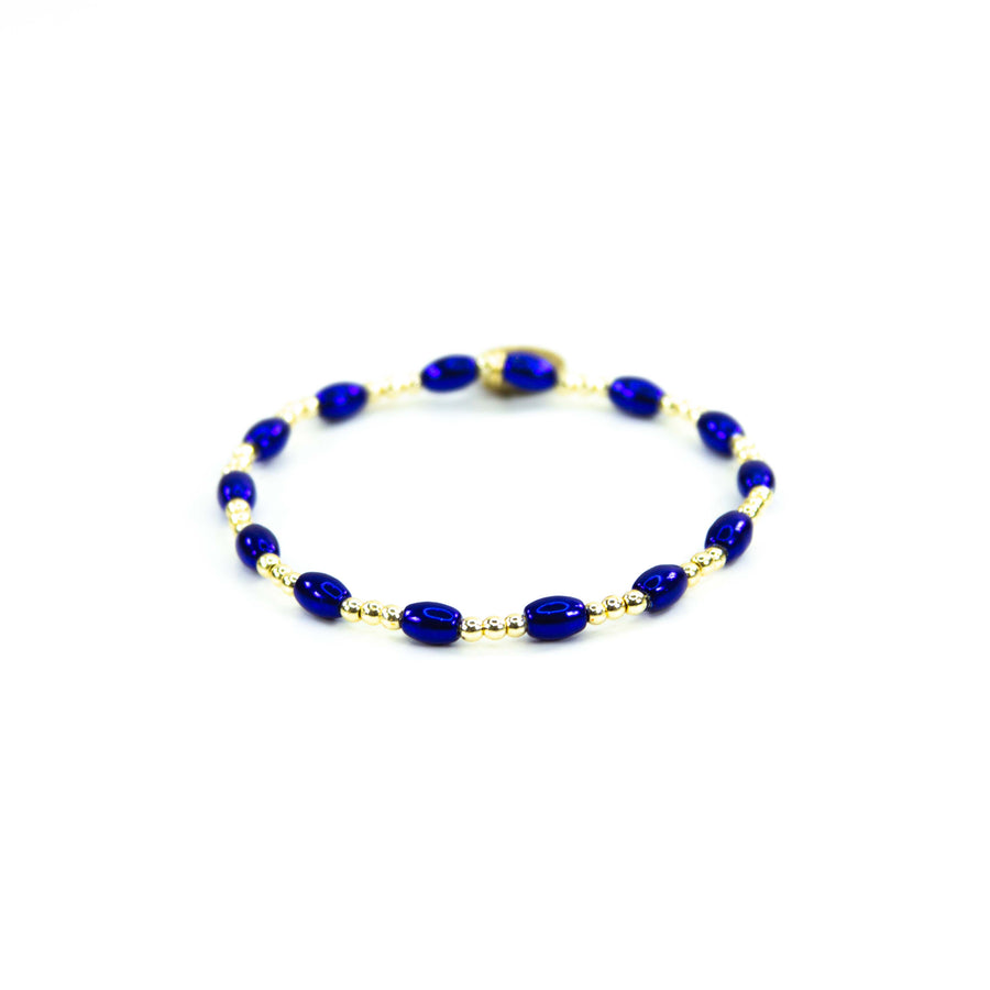 Savvy Bling - Blue 18K Gold Filled Bracelets: Matte Flat Blue & Gold