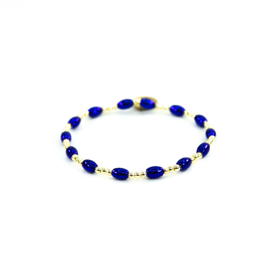 Savvy Bling - Blue 18K Gold Filled Bracelets: Matte Flat Blue & 3 Gold