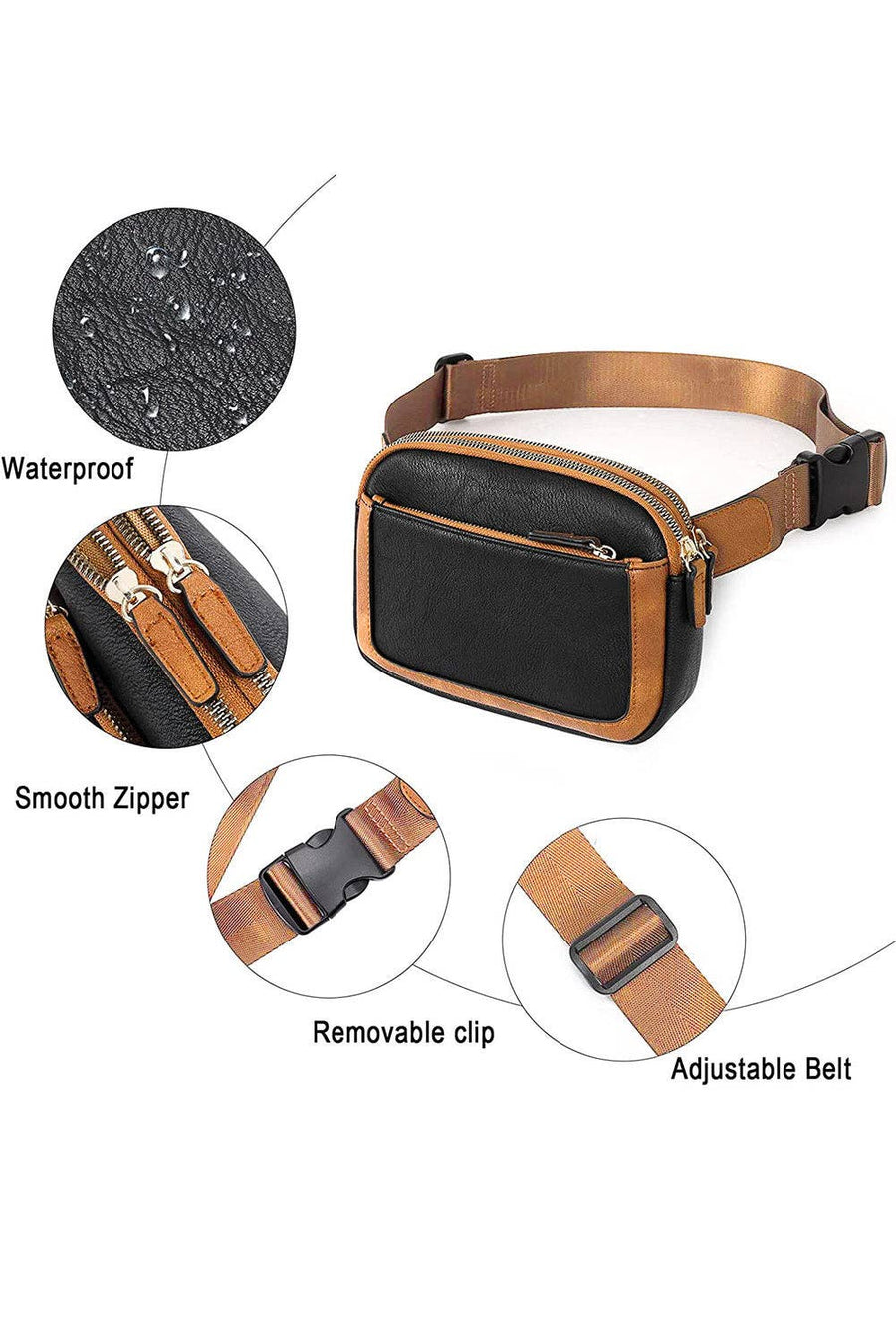 Lovesoft - Adjustable Strap Mini PU Leather Crossbody Bag: One Size / Black / 100%PU