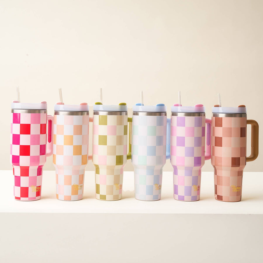 The Darling Effect - 40 oz Take Me Everywhere Tumbler-Check Peach