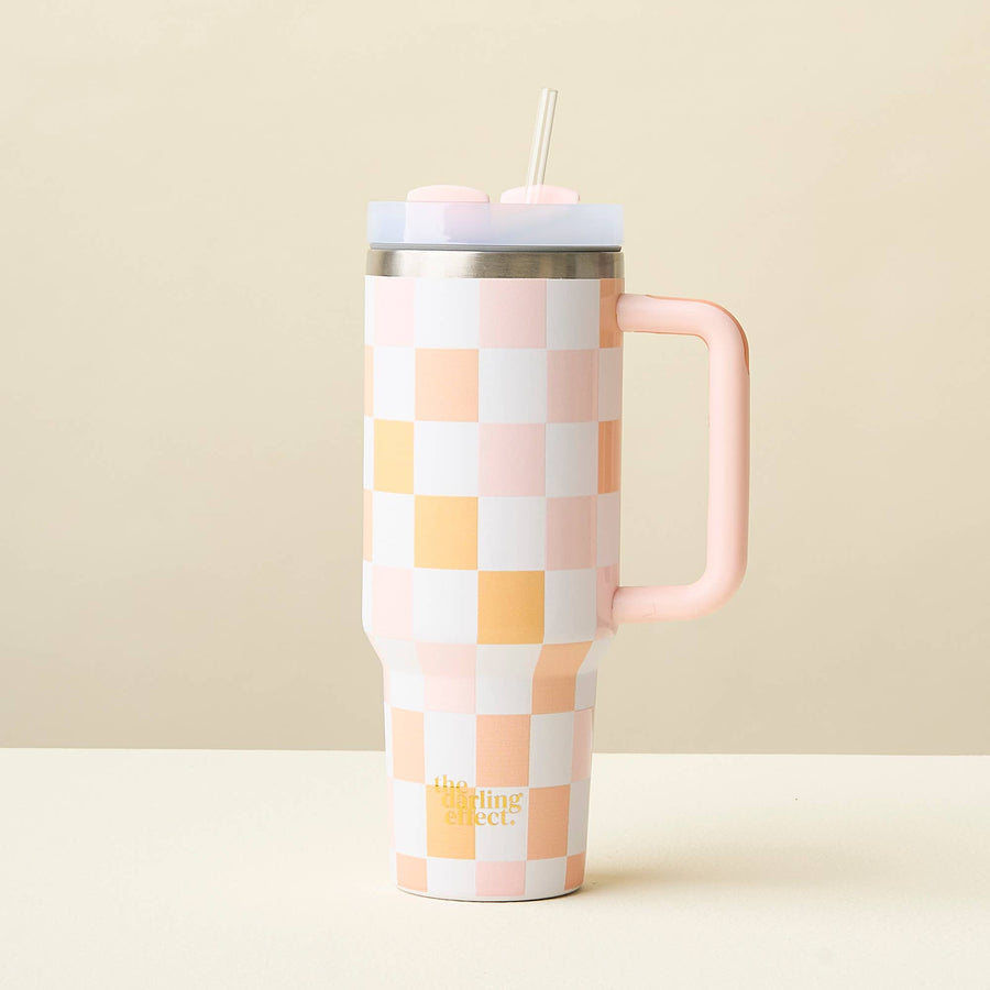 The Darling Effect - 40 oz Take Me Everywhere Tumbler-Check Peach