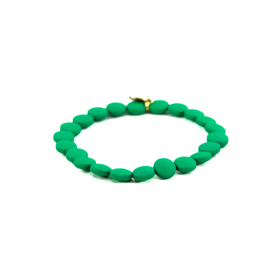 Savvy Bling - Green 18K Gold Filled Bracelets: 3 Flat Green & Gold