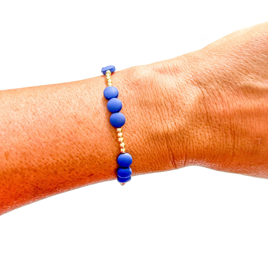 Savvy Bling - Blue 18K Gold Filled Bracelets: Matte Flat Blue & Gold