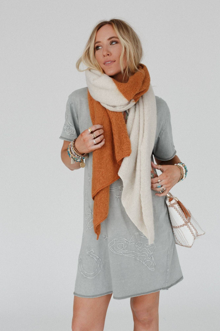 Three Bird Nest - Sunset Shades Cozy Scarf - Ivory Multi