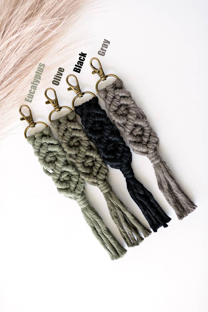 Knots & Fringe - Macrame Keychains | Boho Keychain | Large Keychain: Copper