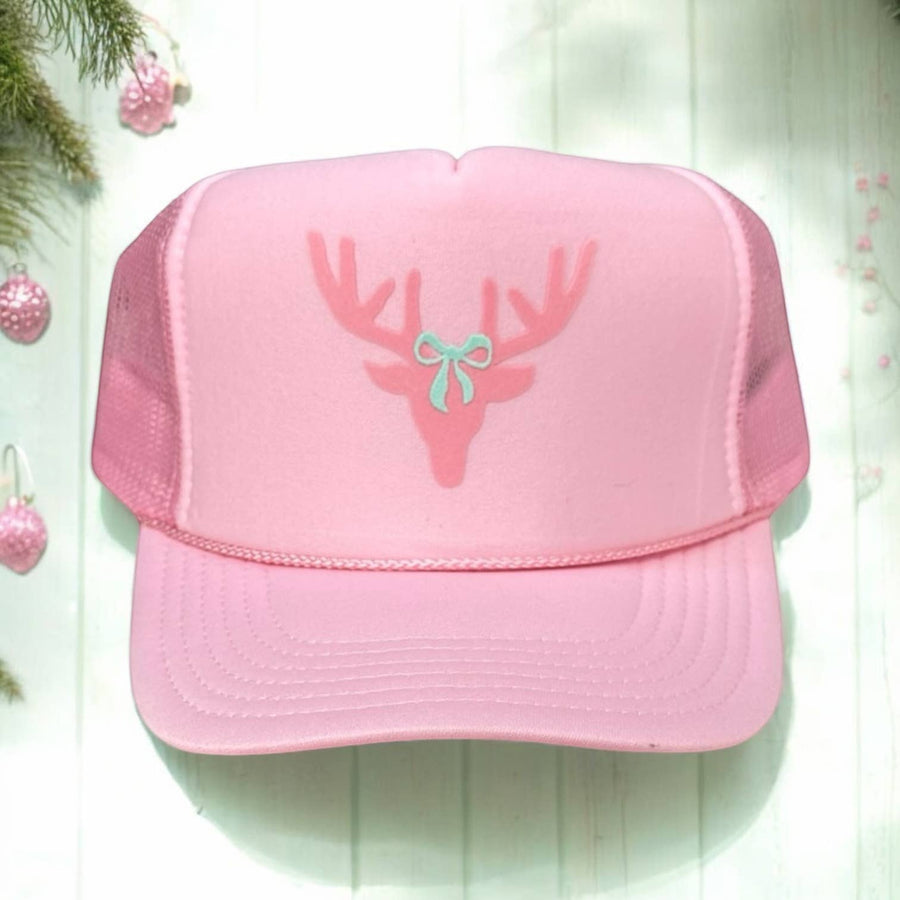 Christmas Deer (tone on tone) - Light Pink Trucker