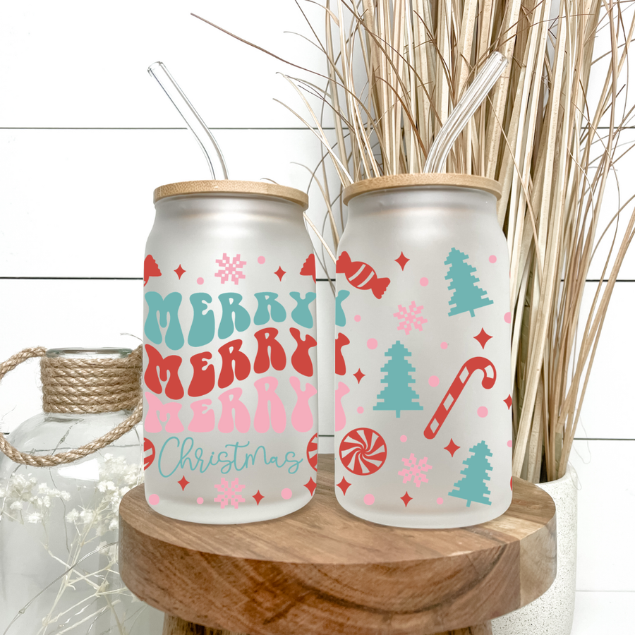 Merry Christmas can glass, 16 oz-The Inspiration Haven