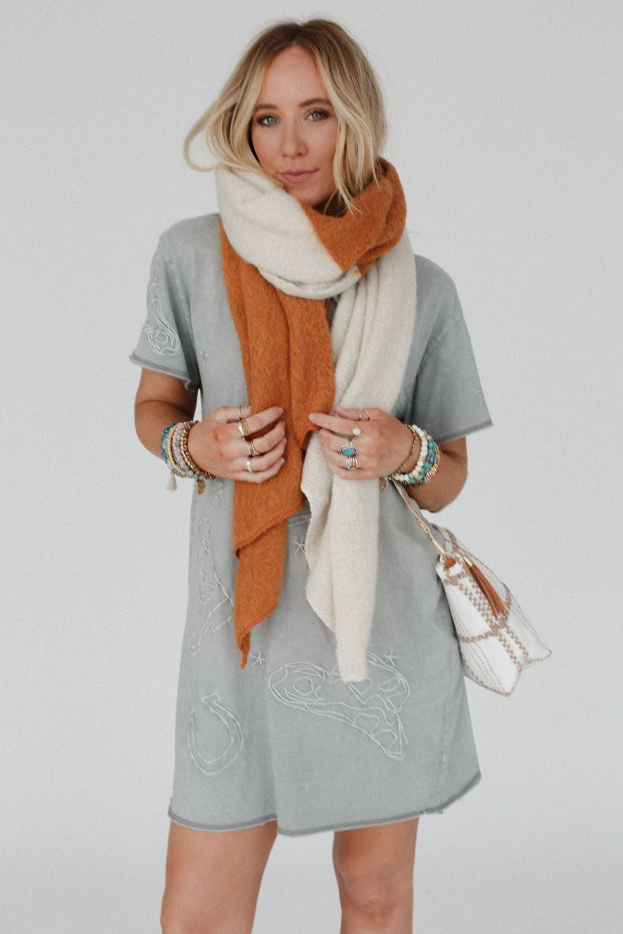 Three Bird Nest - Sunset Shades Cozy Scarf - Ivory Multi