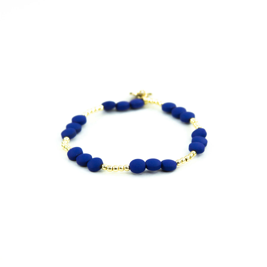 Savvy Bling - Blue 18K Gold Filled Bracelets: Matte Flat Blue & Gold