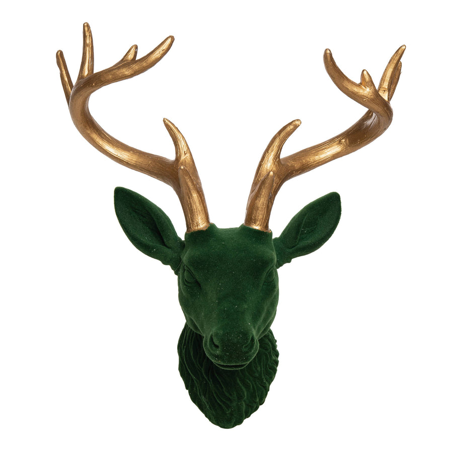 Christmas Resin Velvet Reindeer Head Wall Deco