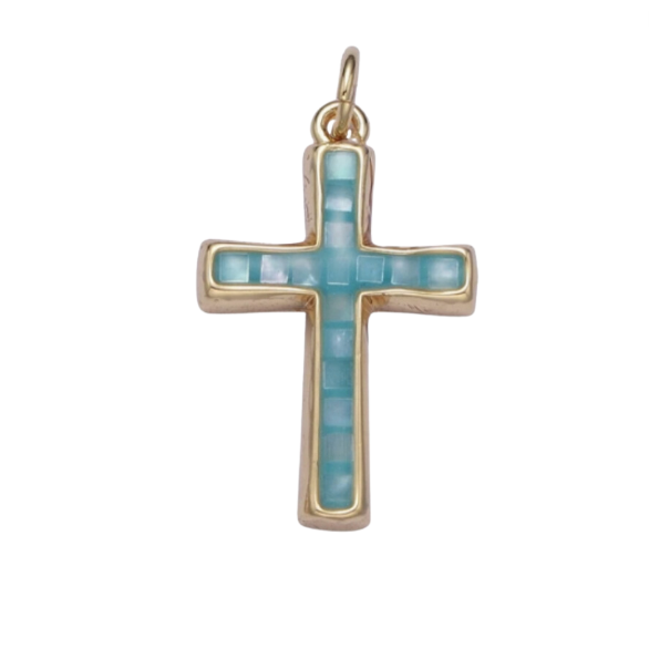 It's Especially Lucky - Blue Pearl Cross Charm