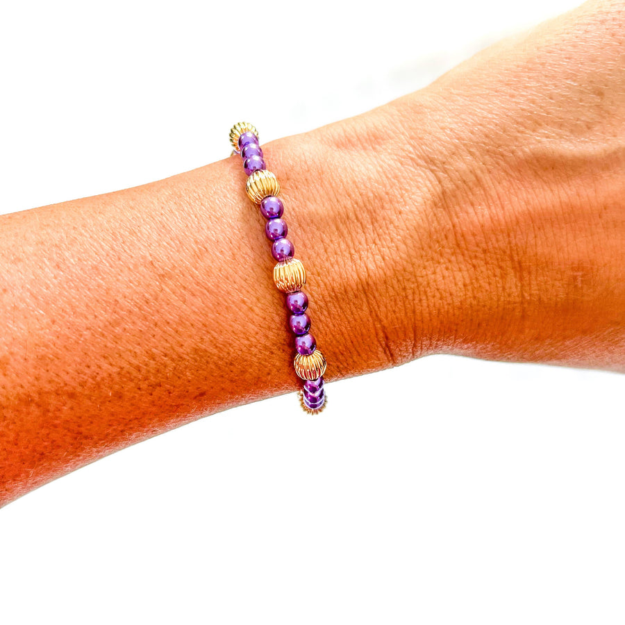 Savvy Bling - Purple Gold Filled Bracelets: Matte Flat Purple