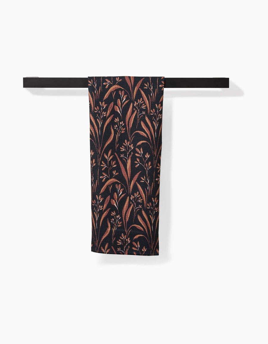 Geometry - Vintage Grass Black Tea Towel