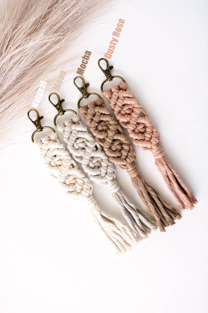 Knots & Fringe - Macrame Keychains | Boho Keychain | Large Keychain: Copper