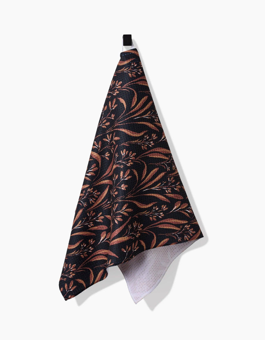 Geometry - Vintage Grass Black Tea Towel