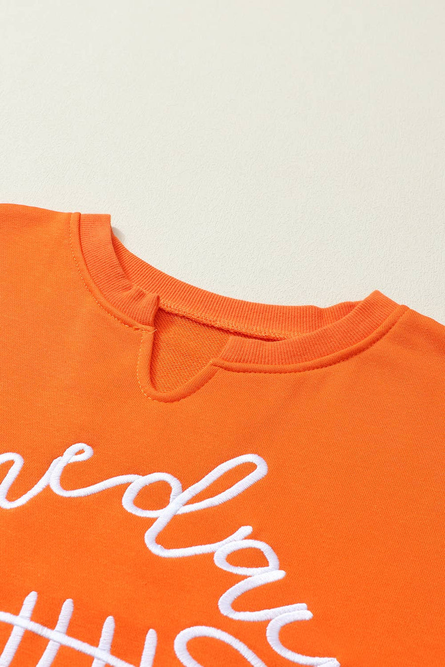 Little Daisy Closet - Game Day Lettering Rugby Notched Neck Sweatshirt: Orange