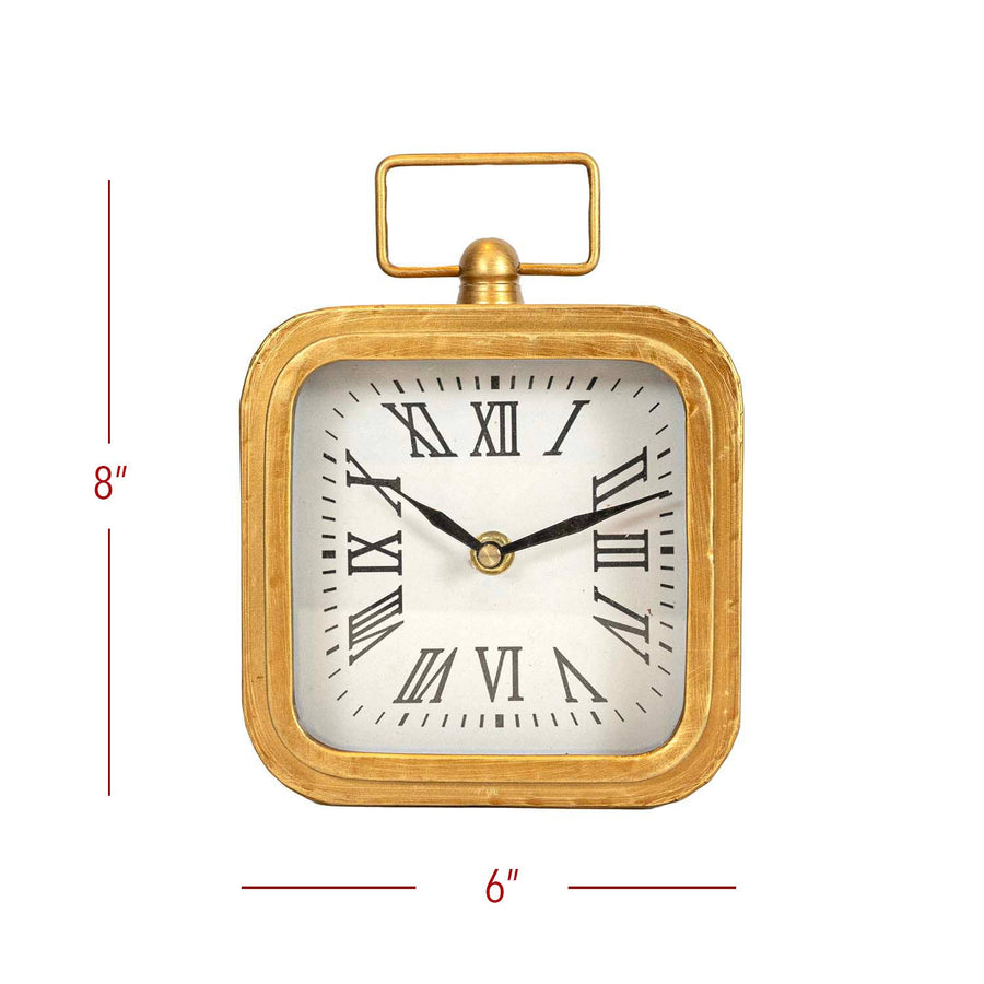 Foreside Home & Garden - Henrie Rounded Brass Tabletop Clock With Handle And Glass