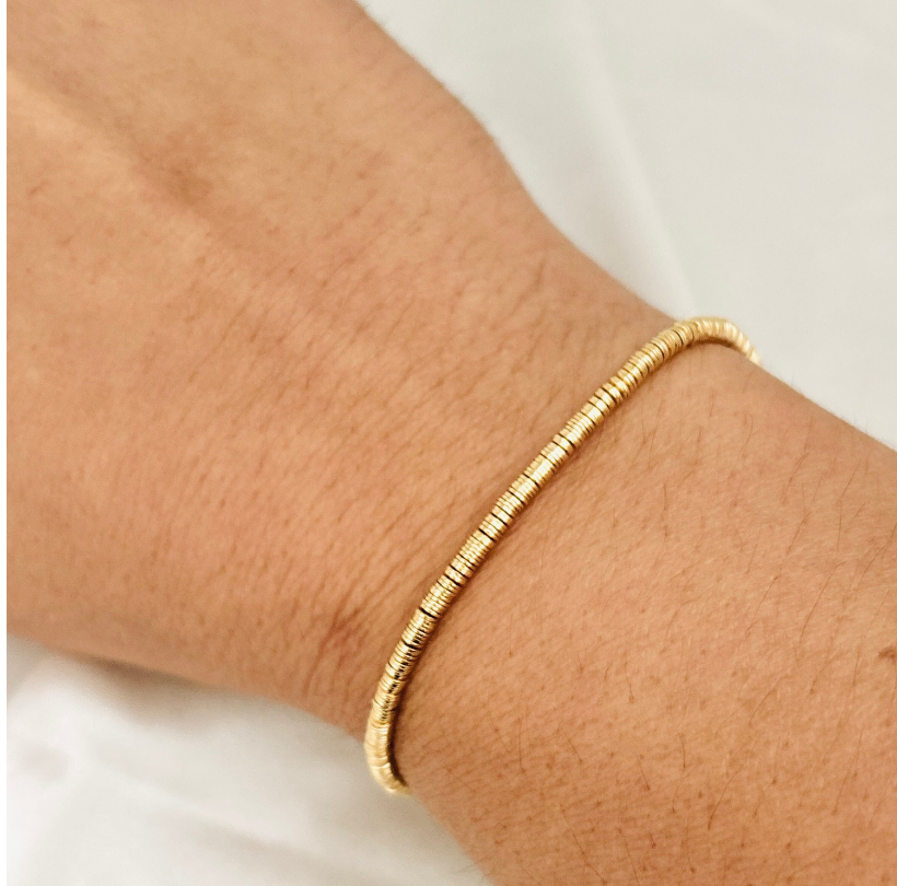 Housegold jewelry - Gold Disc Bracelet, Disc Bracelet, Flat Bead