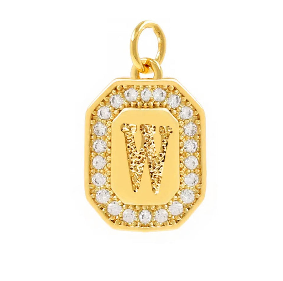 W Initial Charms For Charm Necklace-:Savvy Bling