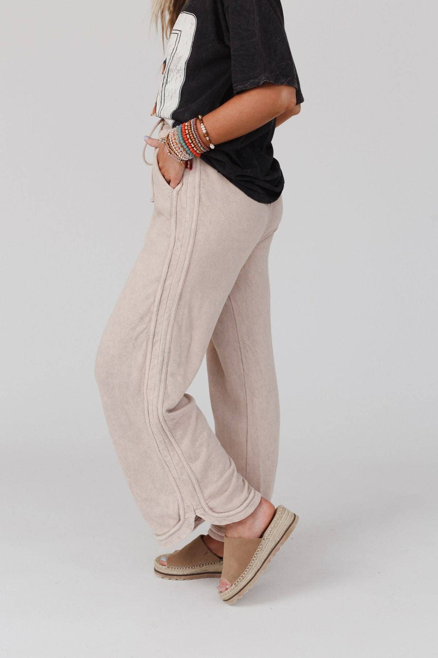 Three Bird Nest - So Comfy Wide Leg Full Pant - Taupe