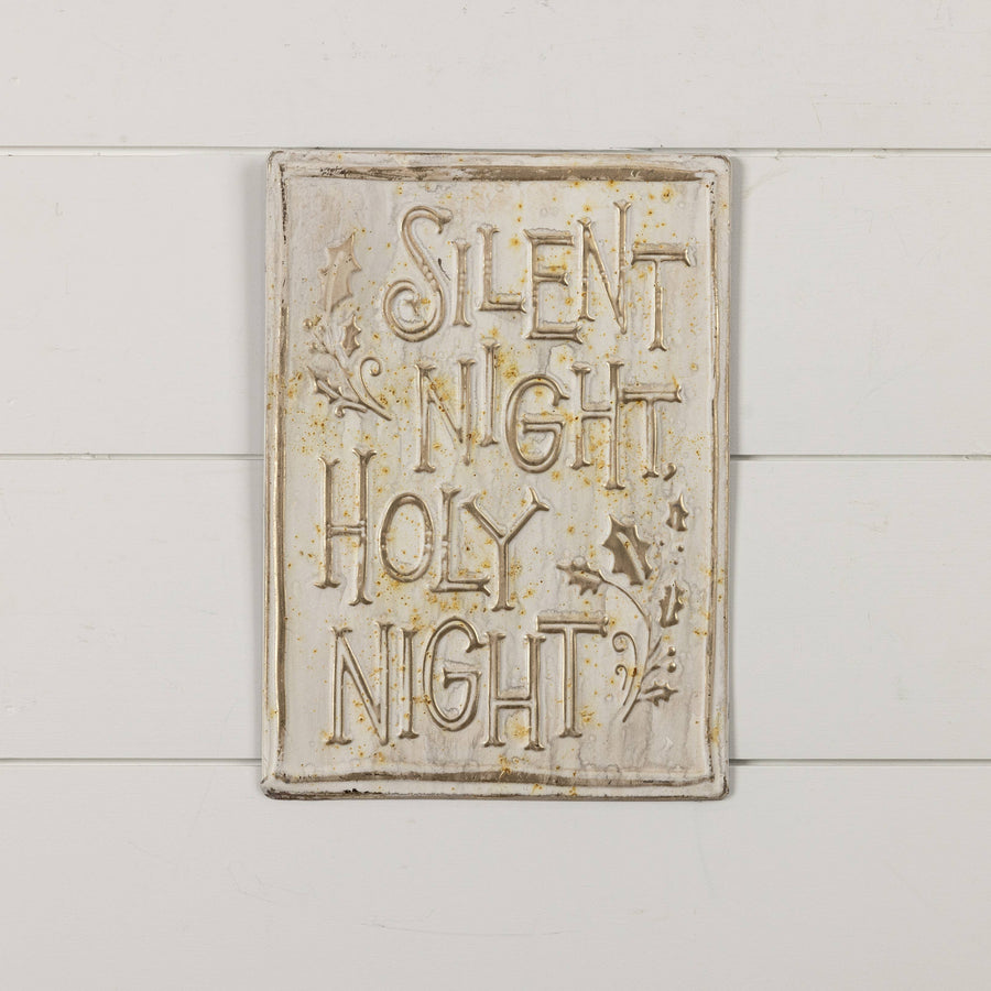 GOLD & WHITE SILENT NIGHT HOLY NIGHT SIGN