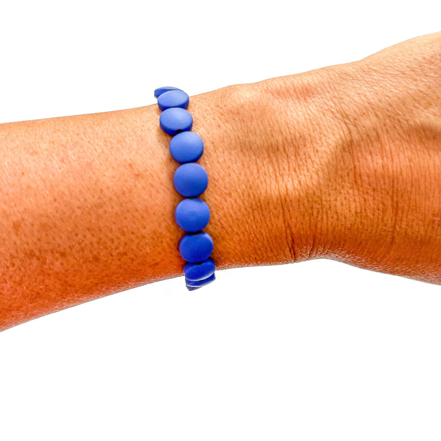 Savvy Bling - Blue 18K Gold Filled Bracelets: Matte Flat Blue & Gold