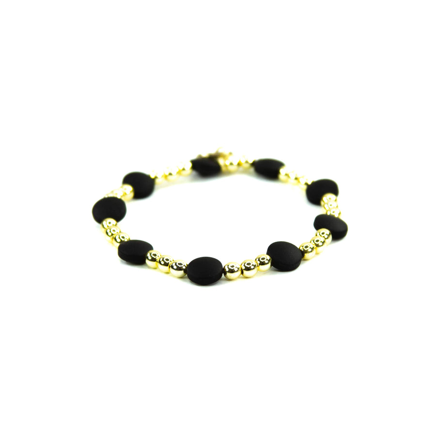 Savvy Bling - Black & Gold Filled Bracelets: Metallic Black & Gold Textured