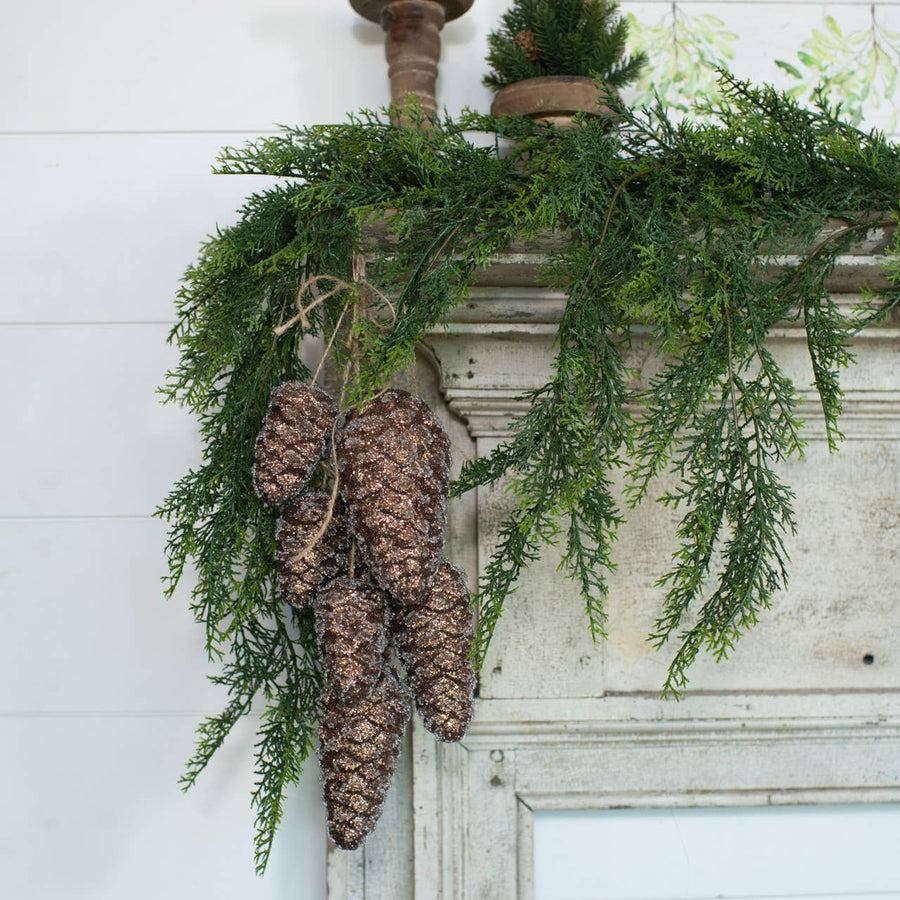 20" BROWN HANGING PINECONES