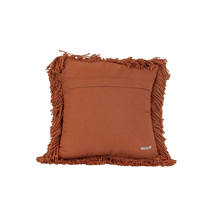 Foreside Home & Garden - Mattie 18x18 Woven Rust Yarn Fringe Filled Pillow Cotton