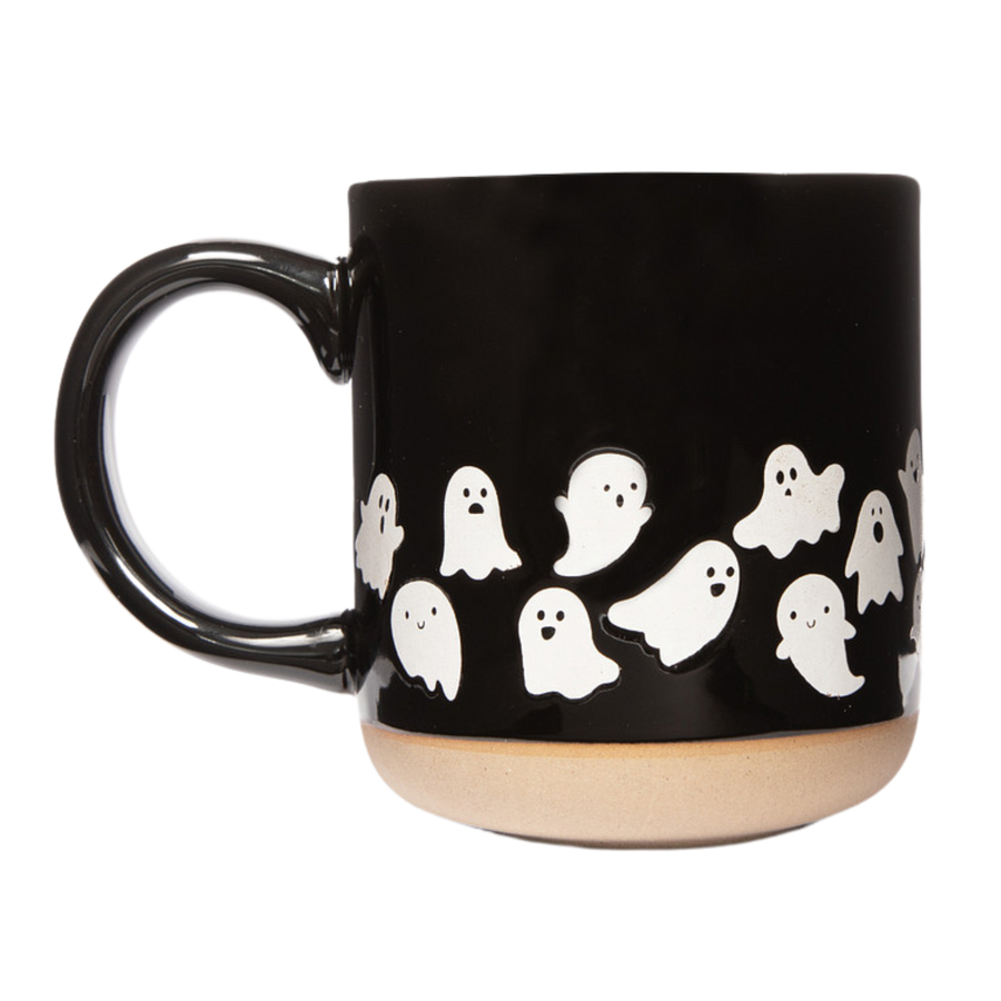 Ghost Pattern Stoneware Coffee Mug - Halloween Decor