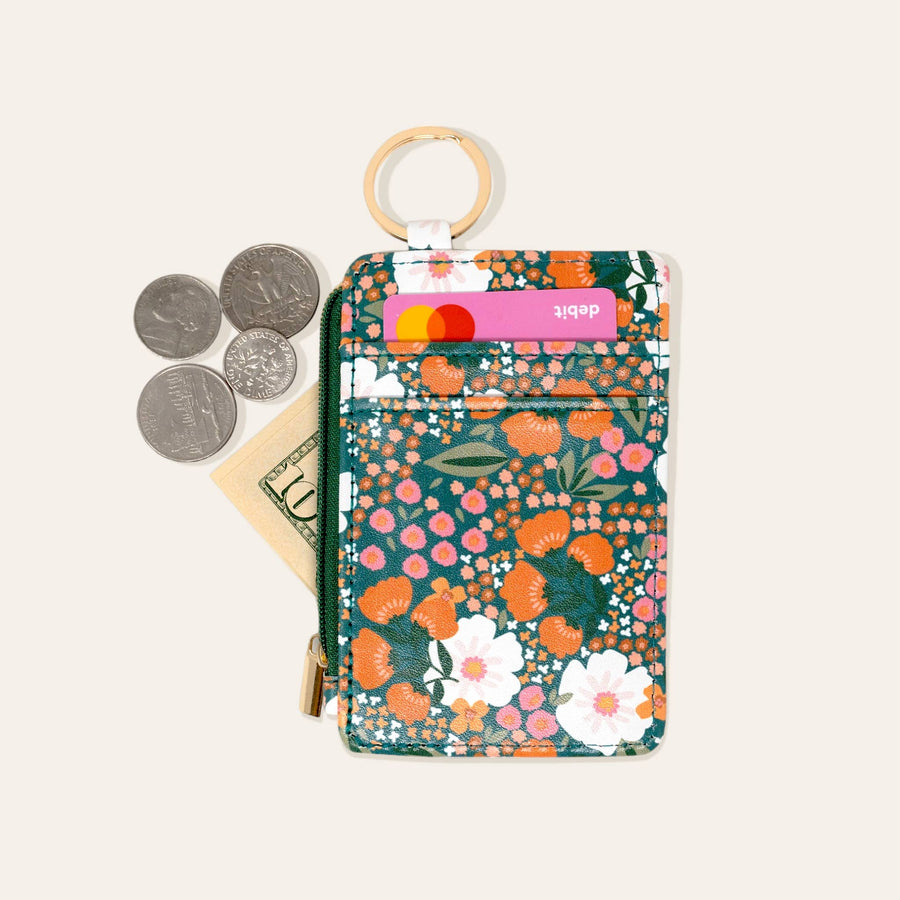 The Darling Effect - Sweet Meadow Keychain Card Wallet - Dark Green & Orange