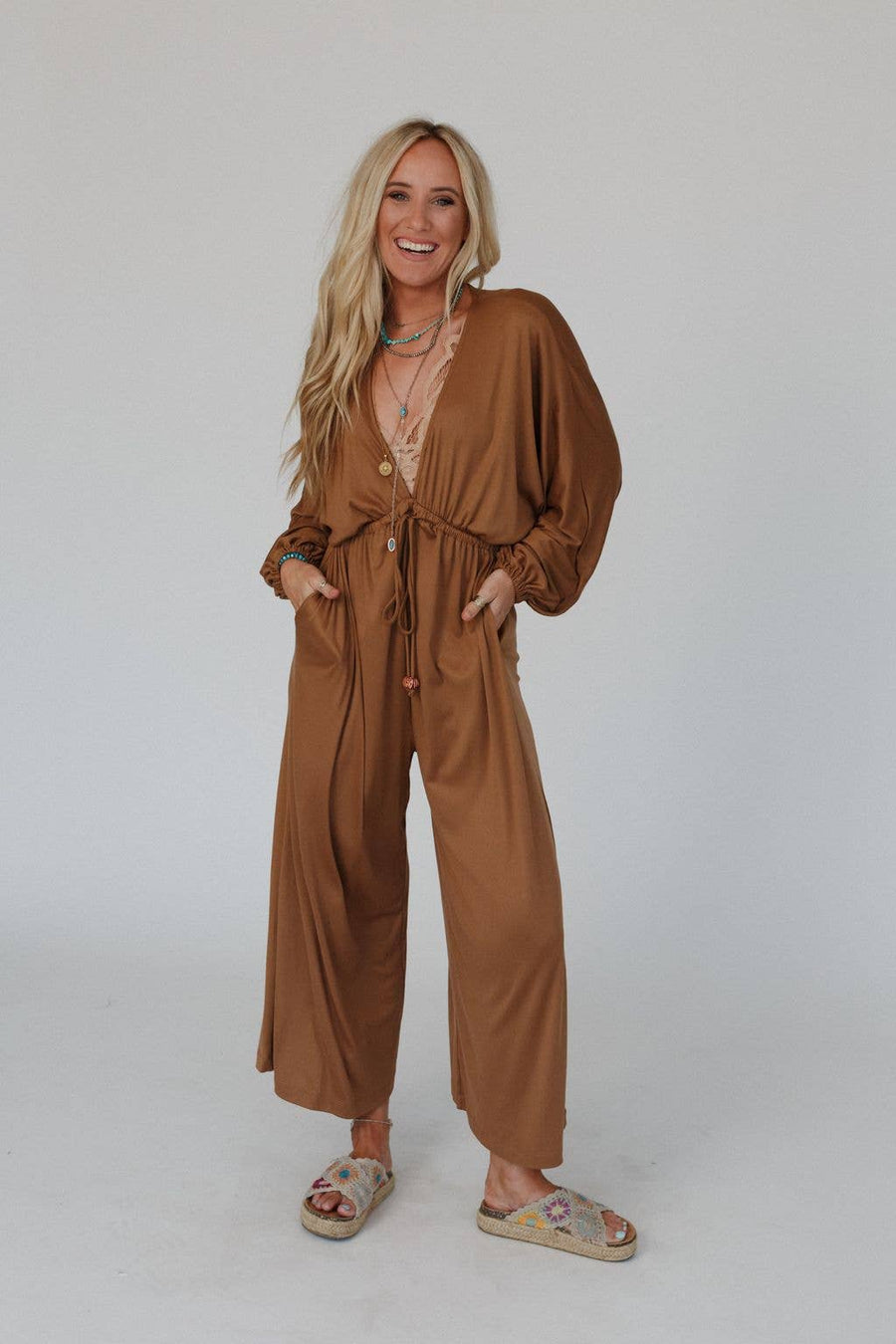 Three Bird Nest - Roaming Dream Jumpsuit - Chestnut