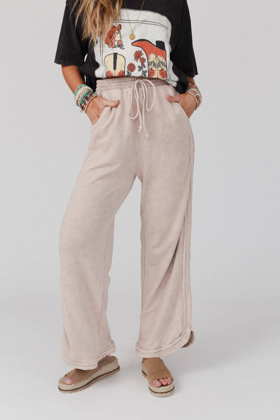 Three Bird Nest - So Comfy Wide Leg Full Pant - Taupe