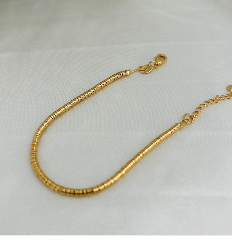 Housegold jewelry - Gold Disc Bracelet, Disc Bracelet, Flat Bead