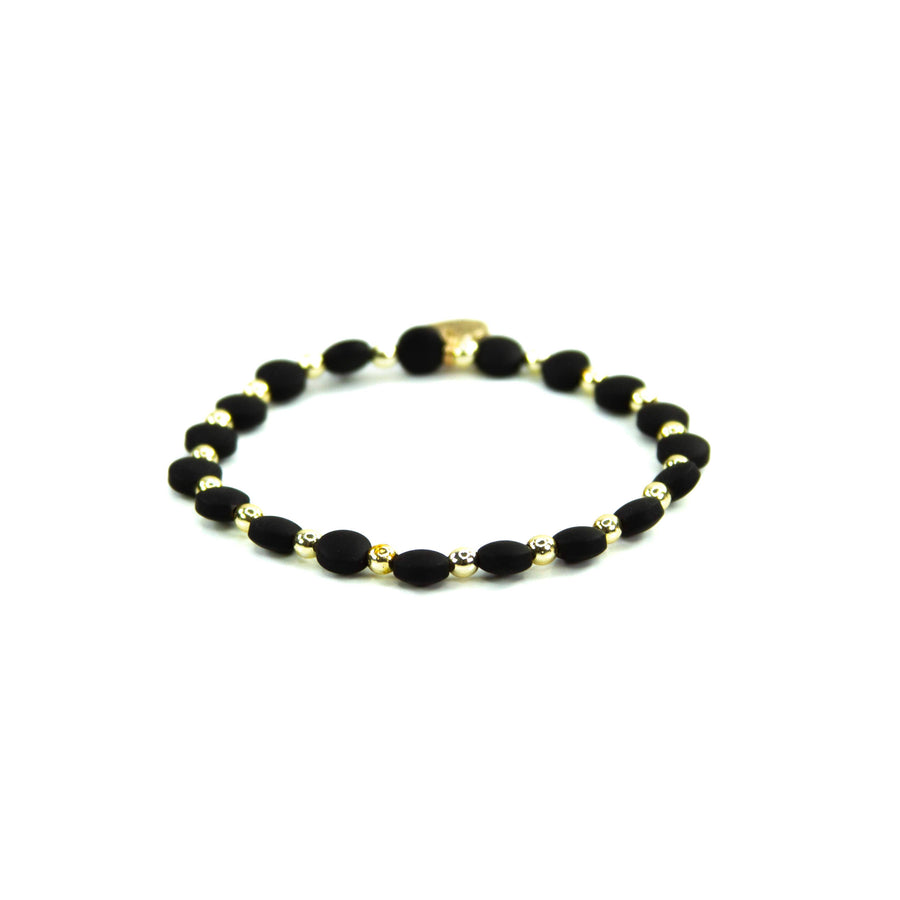 Savvy Bling - Black & Gold Filled Bracelets: Matte Flat Black & 3 Gold