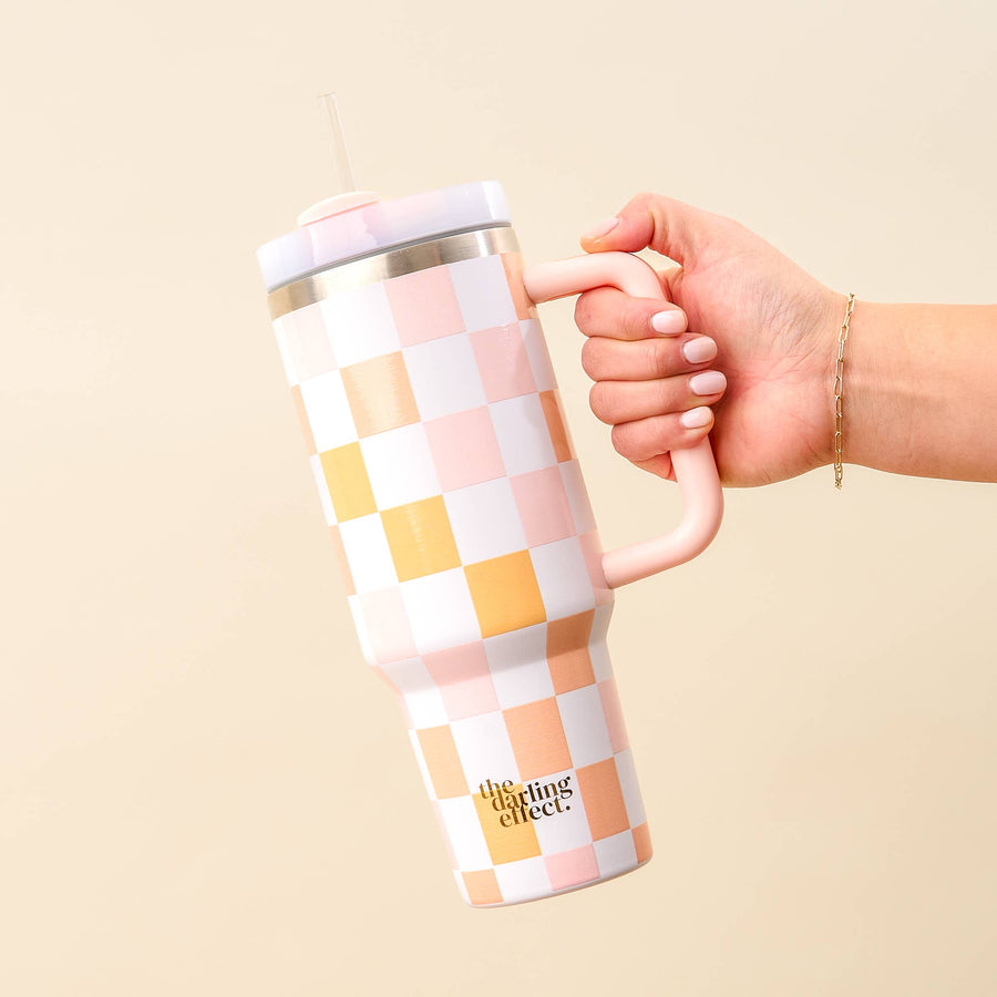 The Darling Effect - 40 oz Take Me Everywhere Tumbler-Check Peach