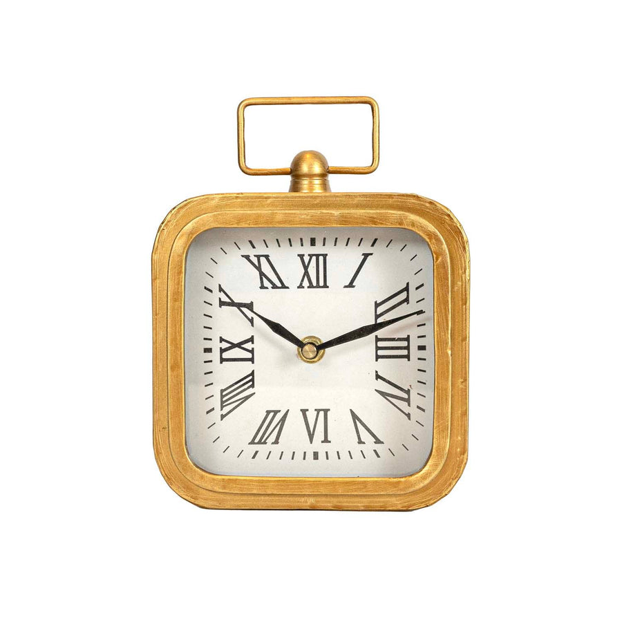 Foreside Home & Garden - Henrie Rounded Brass Tabletop Clock With Handle And Glass