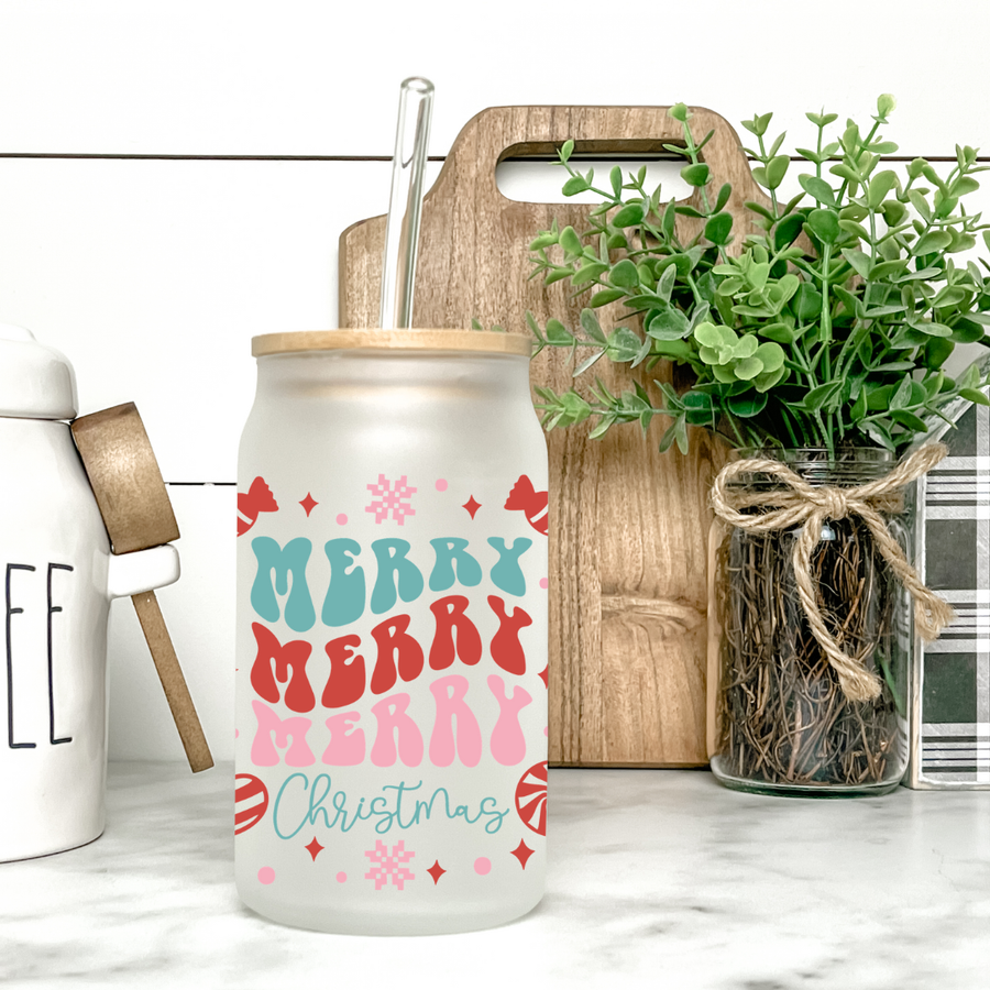 Merry Christmas can glass, 16 oz-The Inspiration Haven